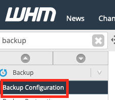 Click backup configuration in WHM
sidebar