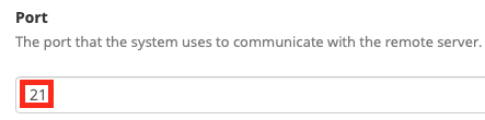 Select the remote FTP port to use, typically it is
21