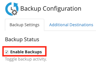 Check the box to enable
backups