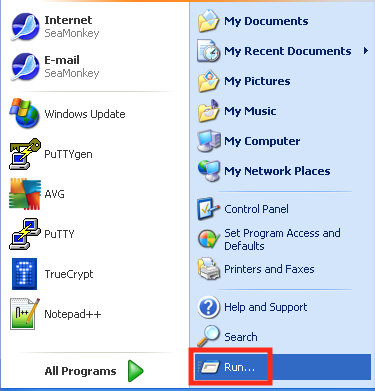 Select Run From the Start
Menu,