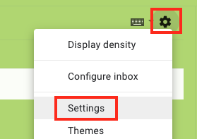 Click on the Gear Icon and then Select Settings from the Drop-Down
Menu