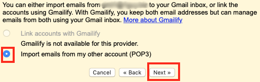 Select Import Email from my Other Account and click
Next.
