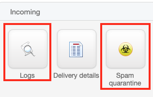 The Logs and Spam Quarantine
Buttons