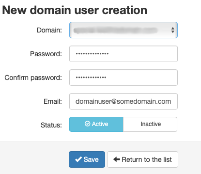 Select the Domain and Fill in a Password and Click
Save