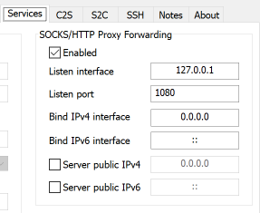 Enable the SOCKS Proxy Service
