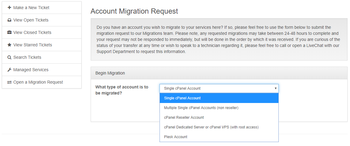 Select the Type of Accounts you Need
Migrated