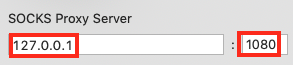 Fill in 127.0.0.1 and the Port Number (1080) in the Fields Under
SOCKS Proxy
Server