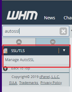 Click on Manage AutoSSL in the
Sidebar