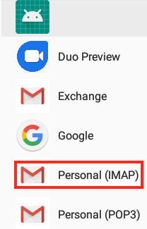 Select Personal (IMAP) or Personal
(POP3)