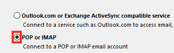 Choose POP or IMAP and Click
Next