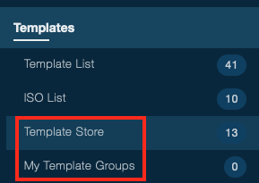 Click on Template Store or My Template Groups in the Templates
Section of the
Sidebar