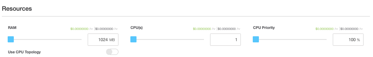 Enter the amount of RAM and CPUs you Want to
Use