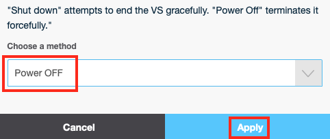 Select Power Off from the Drop-Down and Click
Apply