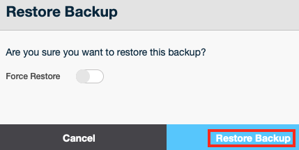 Click on Restore Backup to Restore your Virtual Server to the
State it was in when the Backup was
Made