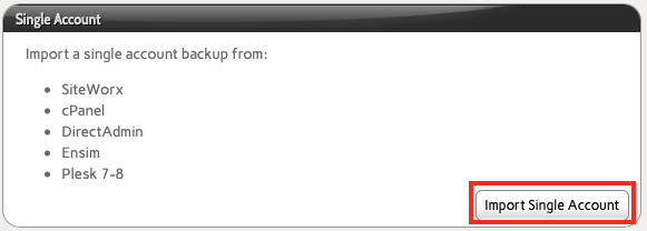 Select the Import Single Account
Button