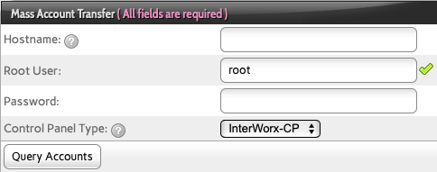 Enter the cPanel Server Hostname or IP and custom SSH Port if
Needed and the Root User Login
Details