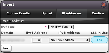 Select the IP Address to Assign to the Imported Account and Click
Next