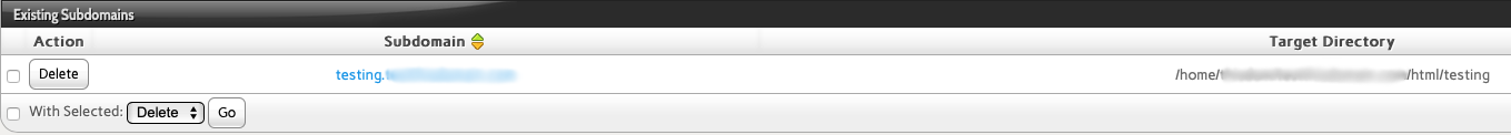 You can See the Web Root Location Listed Under Target Directory
in the Subdomains Action
List