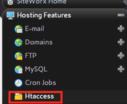 Select Htaccess from the Hosting Features
Section