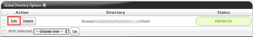 Click Edit Next to the Global Directory you Want to Activate
Hotlink Protection
In