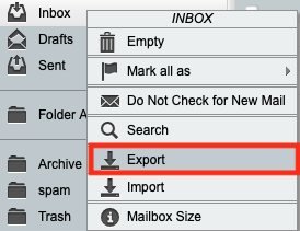 Right Click on the Mailbox and Select
Export