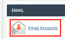 Select Email Accounts from the Email Section in
cPanel