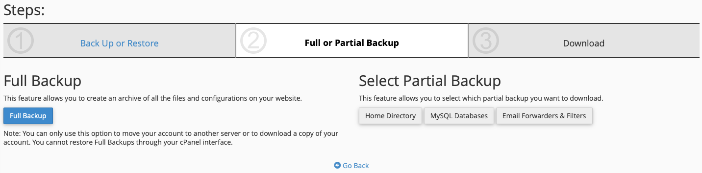 Choose the Type of Backup you Want to Make and Click the
Appropriate
Button(s)