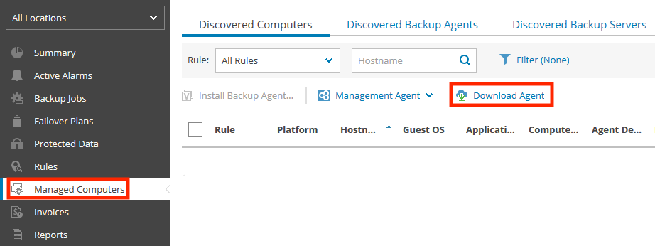 Select Managed Computers then Click Download
Agent