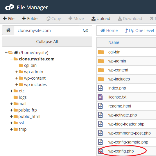 Select the wp-config.php File to Adjust the Database
Settings