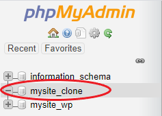 Select the Newly Created Database for the Cloned WordPress
Site