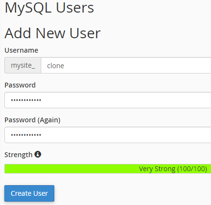 Add a New User to that
Database