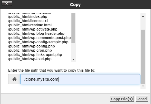 Copy the Files to the New Cloned Site Location Somewhere in the
Appropriate Web
Location