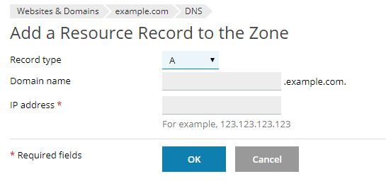 Add a New DNS Record in
Plesk