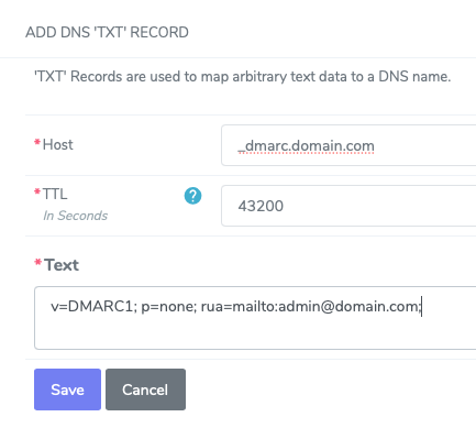 Edit the DMARC Entry as
Needed