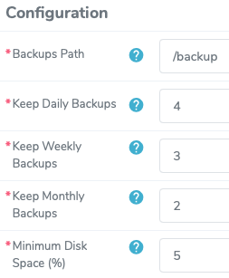 Backup Configuration
Options