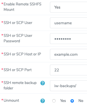 Remote Backup
Options