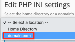 Select the Domain or Subdomain in the Drop-Down
List.