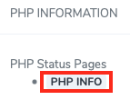 Click the PHP Info Button to View the PHP Info
Screen