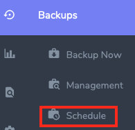 Select Schedule from the Backups
section