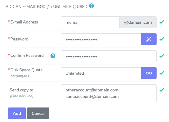 Fill out the Items on This Screen to Create a New Email
Account