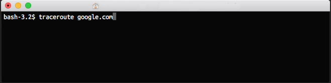 Starting a traceroute command in a terminal window on a
Mac