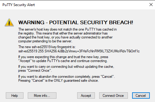 The PuTTy Warning will Mention the Problematic Host
Key