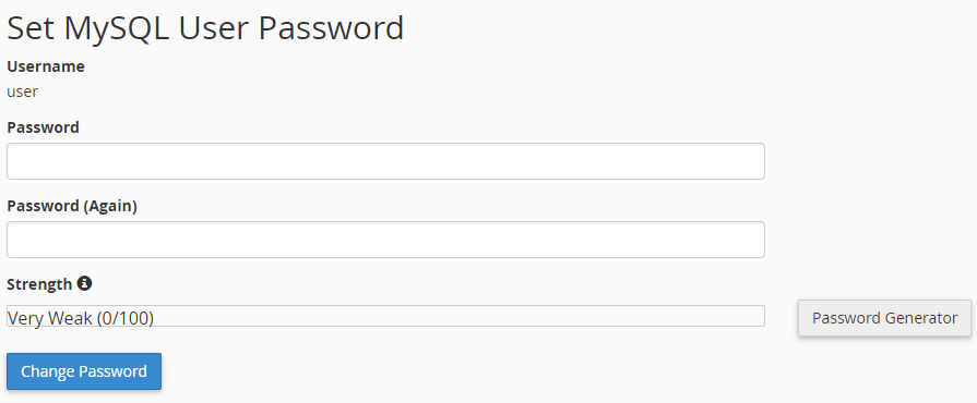 Enter the New Password Two Times or use the Password Generator and
Click Change
Password