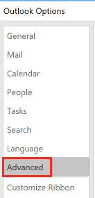 Select the Advanced Tab on the Options
Screen