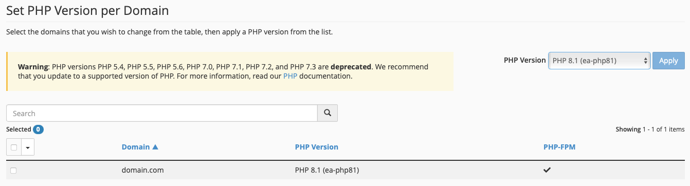 The Newly Selected PHP is Now
Assigned