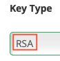 Select the key type, either RSA or DSA