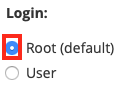 Select the Root User Radio Button