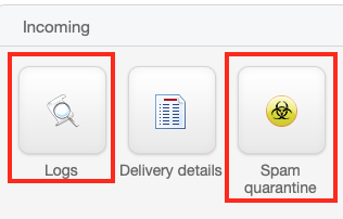 The Logs and Spam Quarantine Buttons