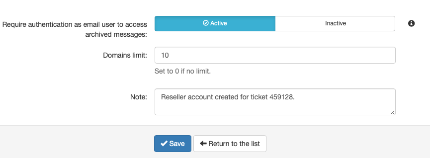 Select the Final Limitations and Enter an Optional Note Before Saving the Account