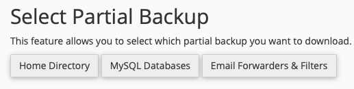 Click the Button for the Type of Partial Backup you want to Create